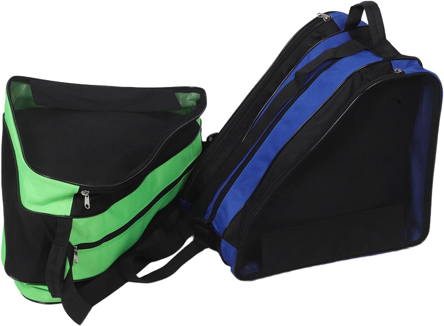 VICASKY 2pcs Roller Skate Storage Bag with Thick Oxford Cloth, Adjustable Shoulder Strap, Blue and Green, Carrying Pouch for Inline and Ice Skates