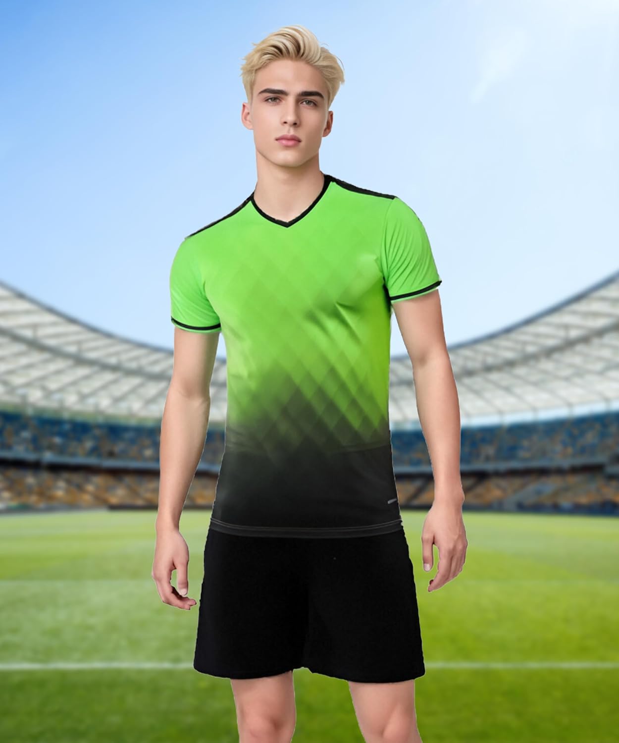 Hiheart Mens Soccer Jersey and Shorts with Socks Quick Dry Football Team Uniforms