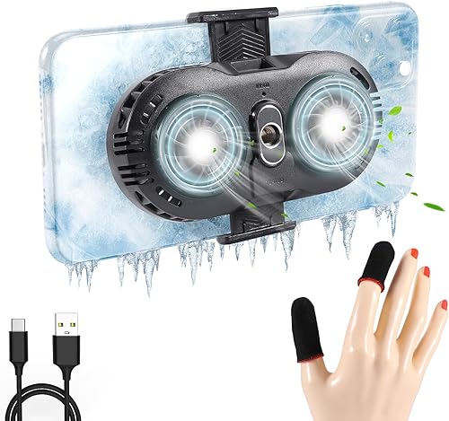 Enfriador de teléfono, 5 fundas de refrigeración para teléfono con fundas para los dedos, enfriador rápido de teléfono para juegos, ventilador de