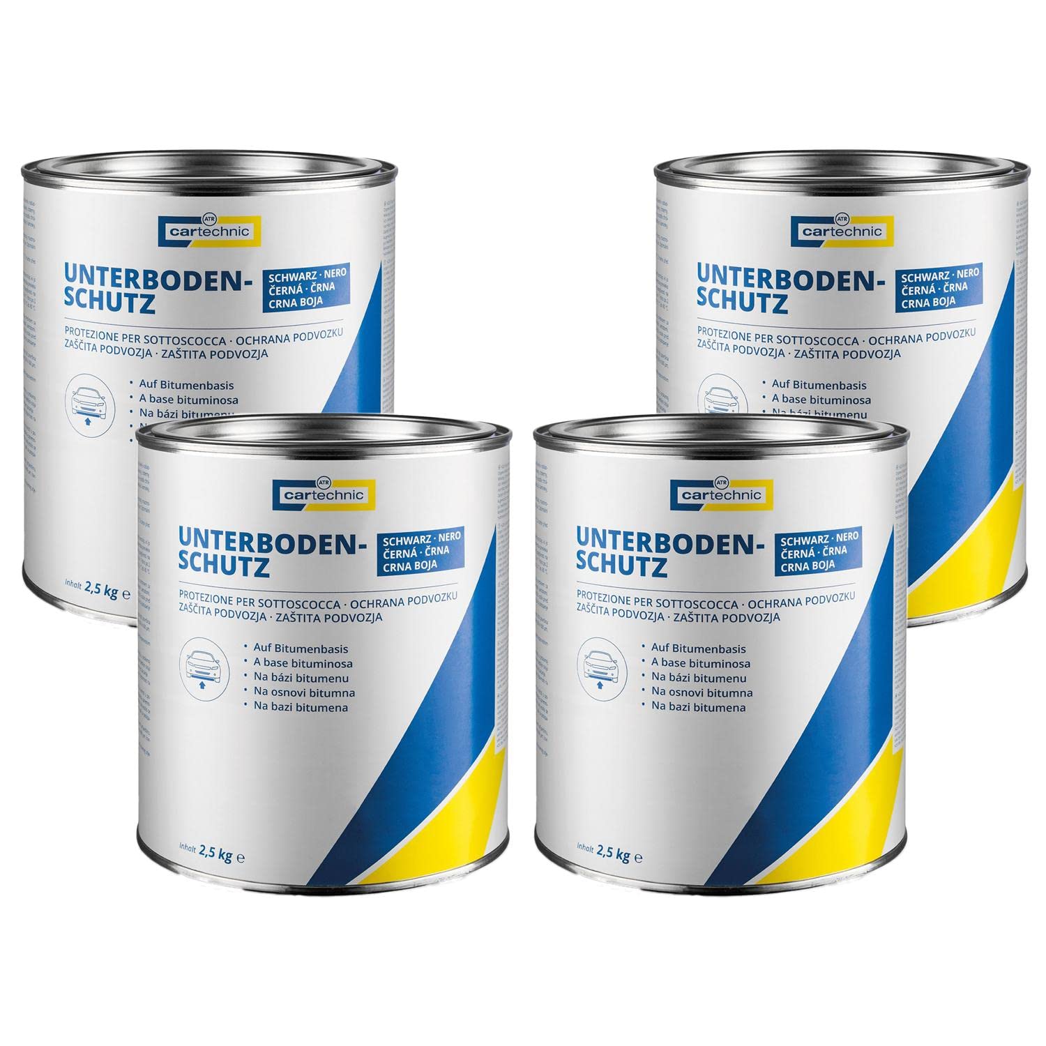 Cartechnic 4 protectores para bajos de suelo, protección contra impactos de piedras, óxido de betún, 2,5 kg