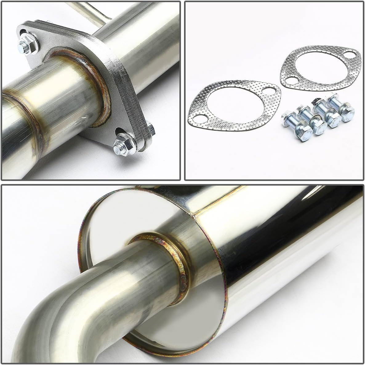 Auto Dynasty 4 Inches Rolled Muffler Tip Catback Exhaust System Compatible with 2001-2005 Lexus IS300 Altezza XE10, Stainless Steel