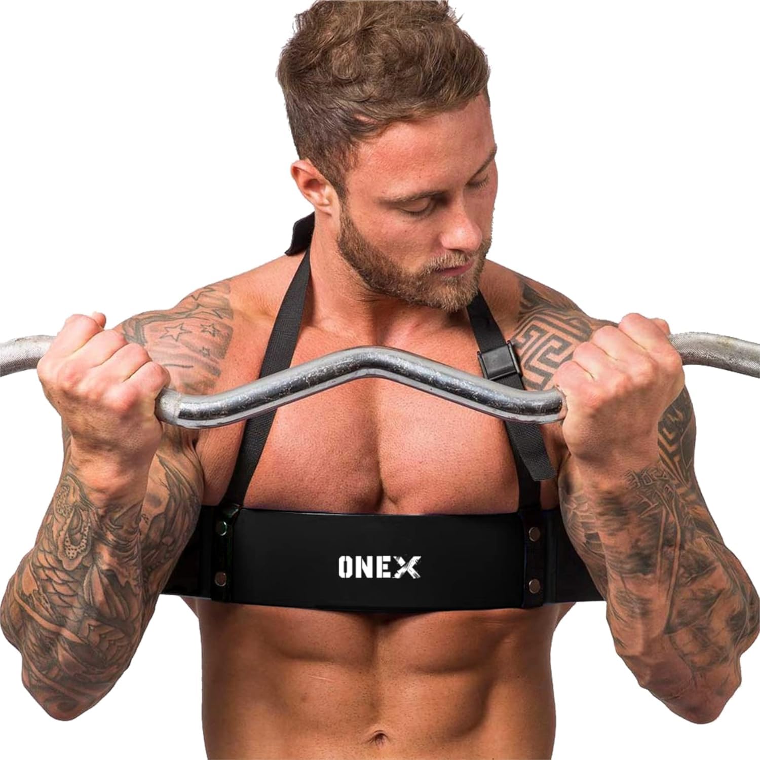 ONEX Arm Blaster for Biceps & Triceps Bicep Curl Support, 60cm x 9cm x 7cm, 1340g – Adjustable 42” Strap for Strict Curl Form Gym Equipment for Bodybuilding, Weightlifting & Strength Training