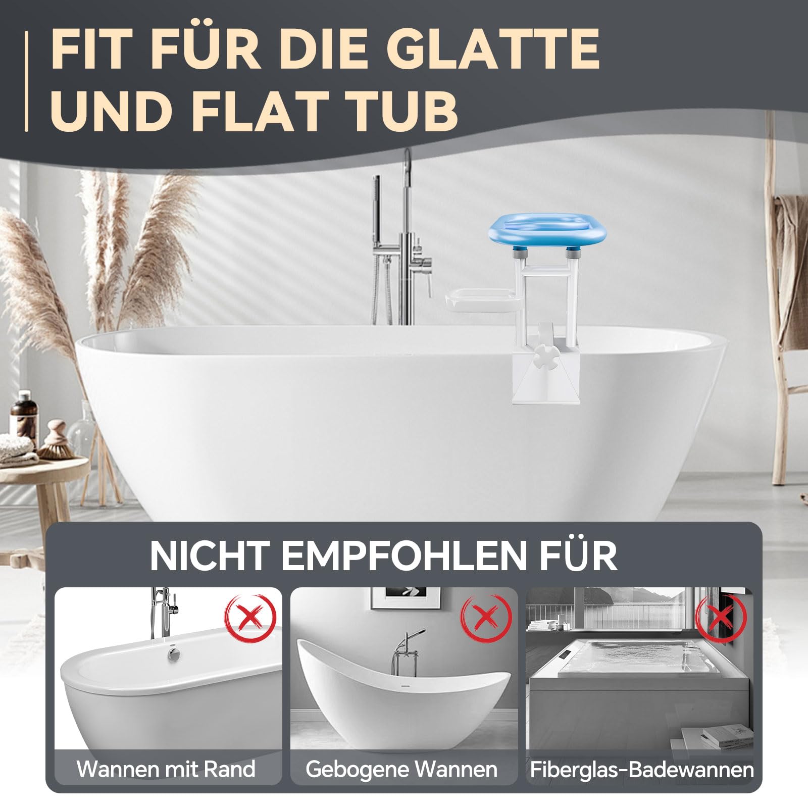 badewannen einstiegshilfe für senioren, badewannengrif f haltegriff badewanne ohne Bohren, wannengriff mit Seifenkiste,geeignet für Haltegriff Badewanne Wanddicke 8–13 cm