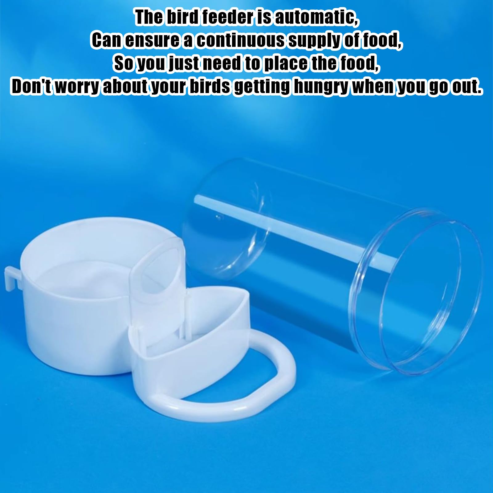 Dispensador de agua para pájaros, 2 botellas automáticas para jaula, dispensador de alimentos para loros, comedero para loros, accesorios para periquitos, cacatúas (blanco, 415 ml)