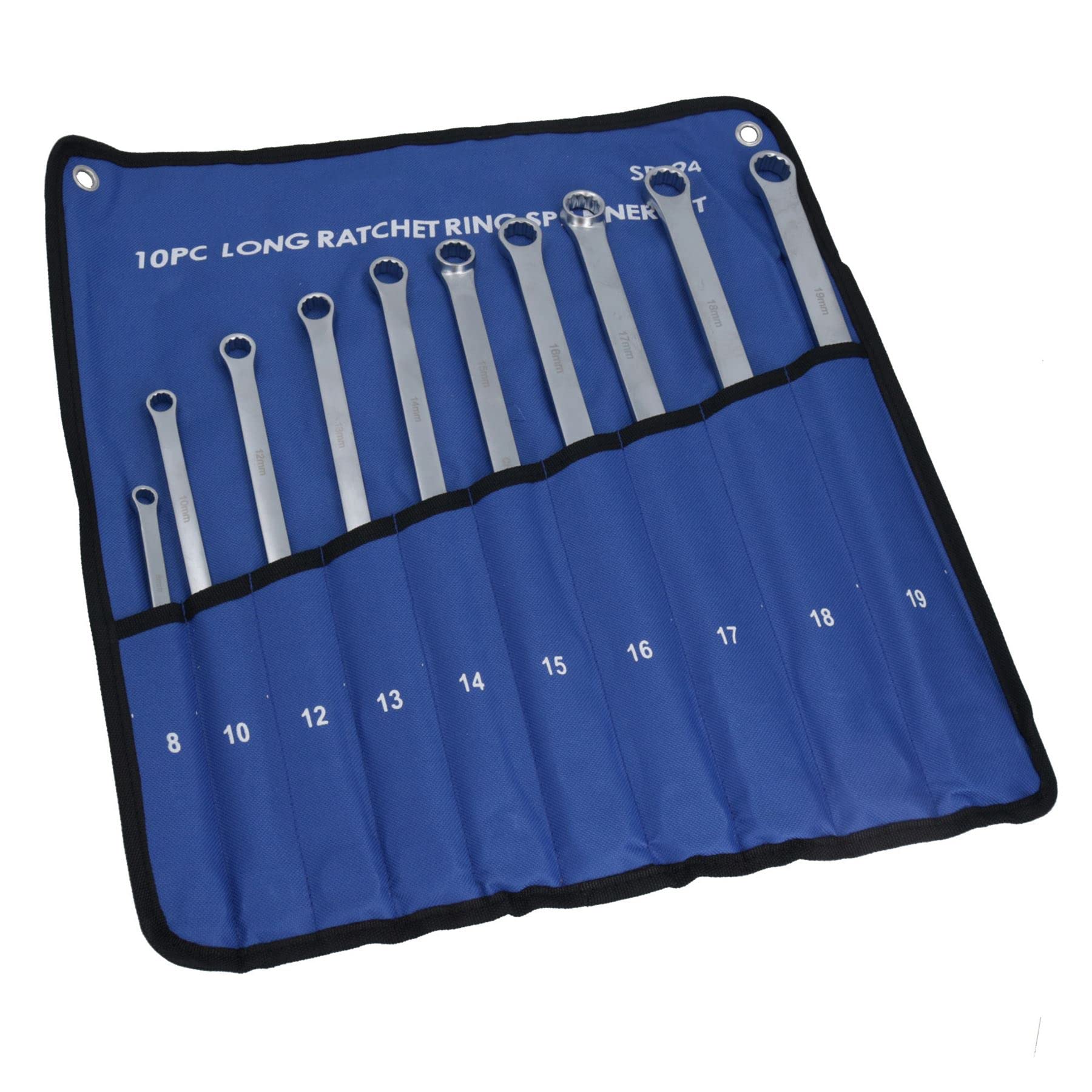 AB Tools Metric Aviation zestaw kluczy oczkowych z grzechotką, 8 mm – 19 mm, 72 zęby, 10 szt