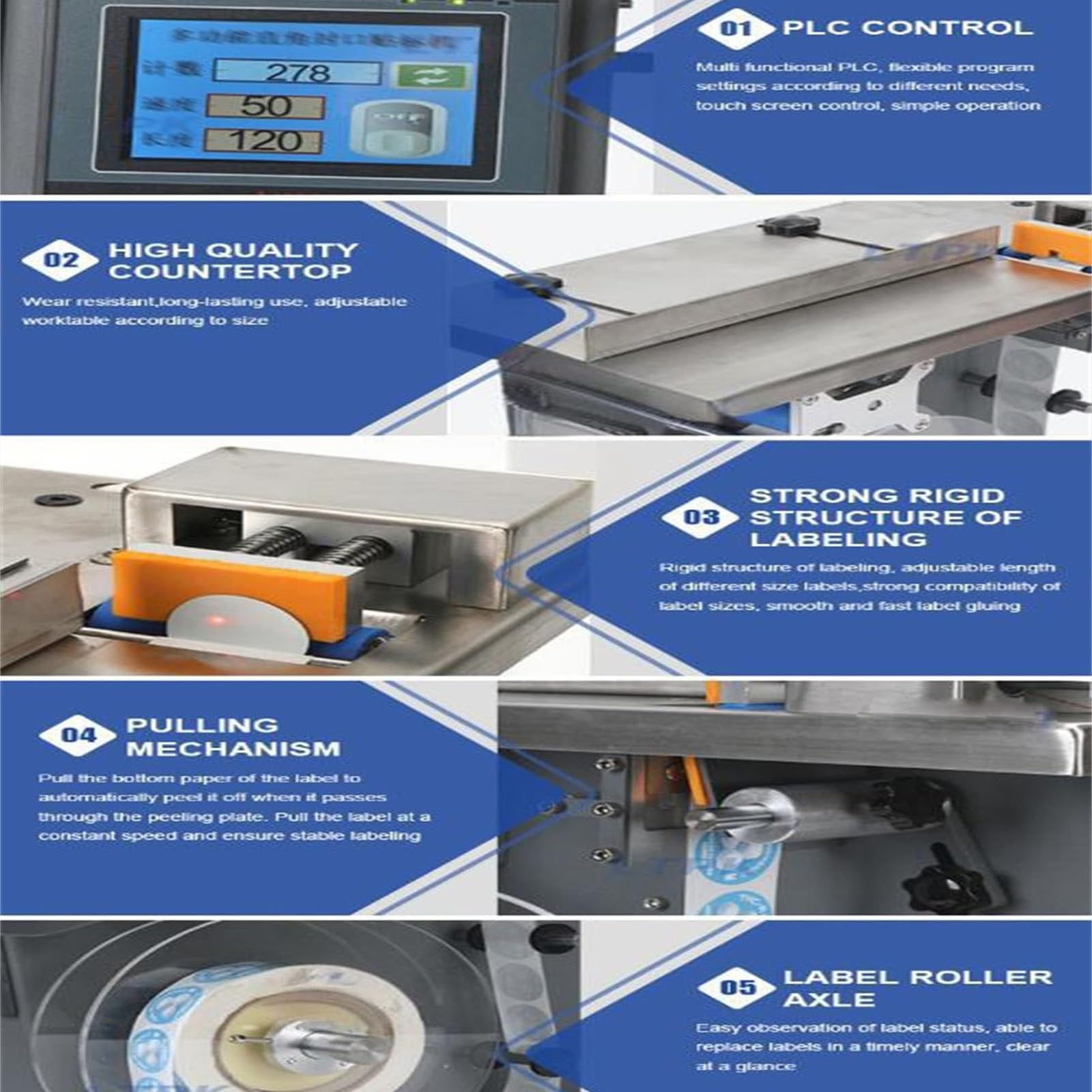 Etichettatrice, applicatore automatico ad angolo retto con regolazione della lunghezza per applicazioni di stampa, alimenti ed elettronica