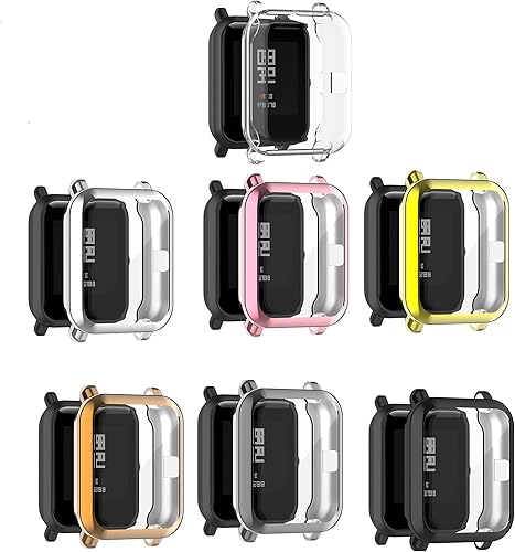 Fundas protectoras de pantalla compatibles con Amazfit GTS 2 MiniBip U ProBip SBip LiteBip 1SBip Lite 1SAmazfit A1608 Watch Soft Metal Color TPU