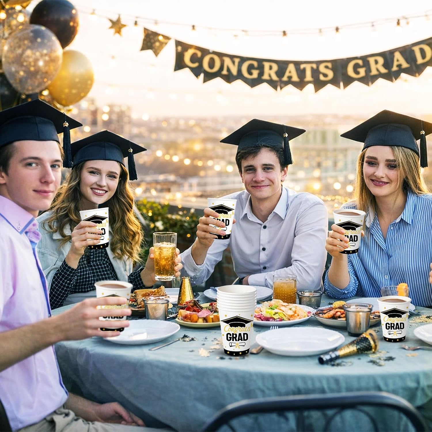 2026 Graduation Party Decorations, 50 Pack 12oz Paper Cups for Congratulation Graduation Party Supplies, Coffee Drinking Cups for College High School PhD Nurse Law School Graduations