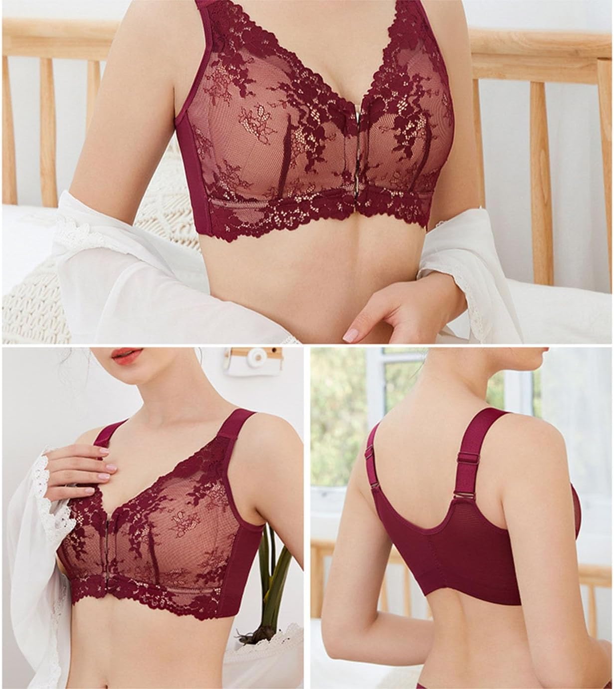 Magnetic Front Closure Post Surgery Mastectomy Bra with Breast Prosthesis Pads Pockets Massage Support Wireless Bralette