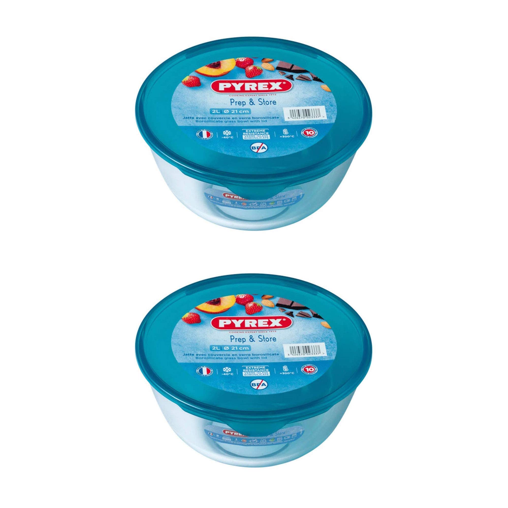 Pyrex - 2L Bowl With Lid From Borosilicate Glass Stain Resistant