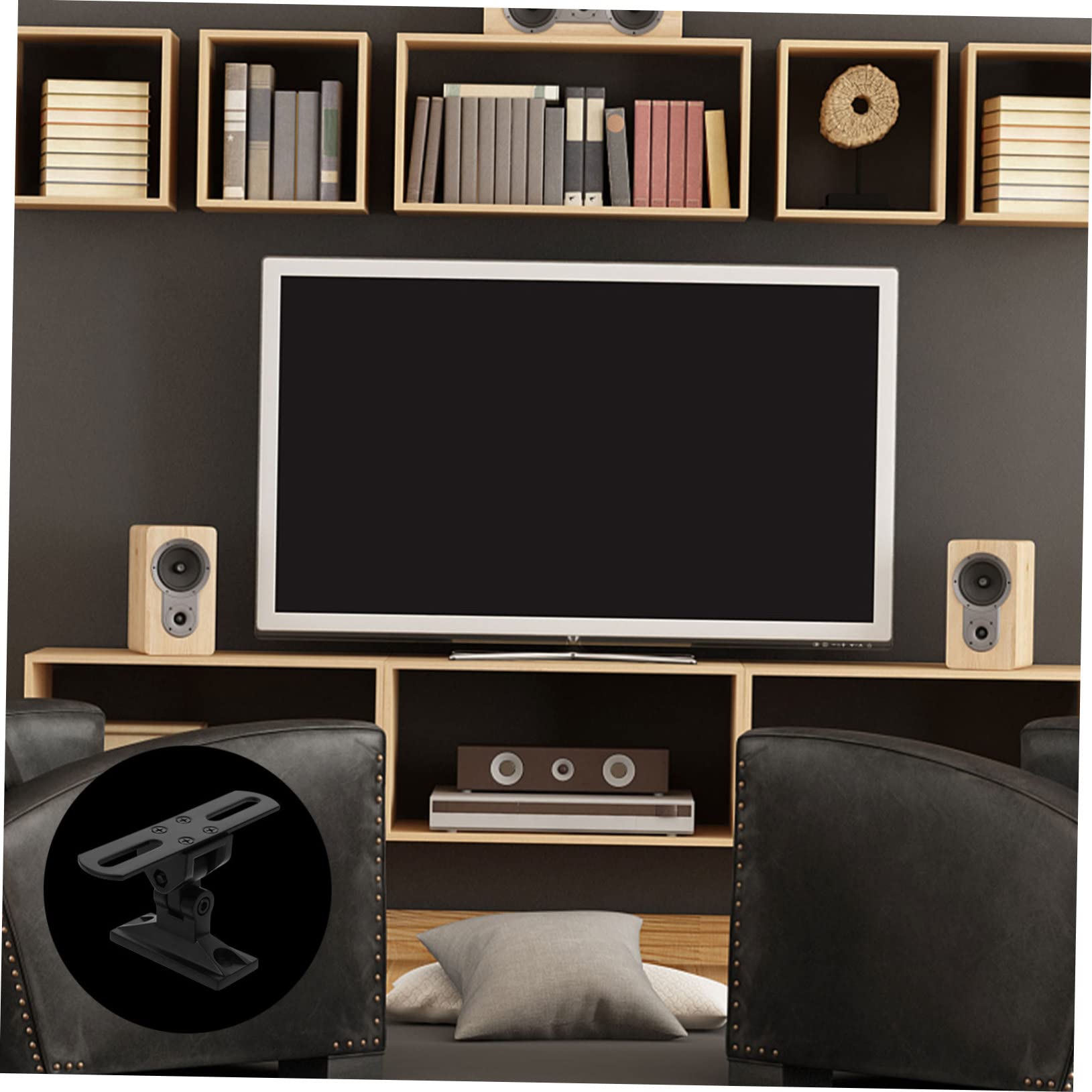 SHINEOFI Soporte de Pared para Altavoz Giratorio Ajustable Diseño Negro para Soporte de Montaje de Pared para Sistemas de Sonido Envolvente Salas de Estar