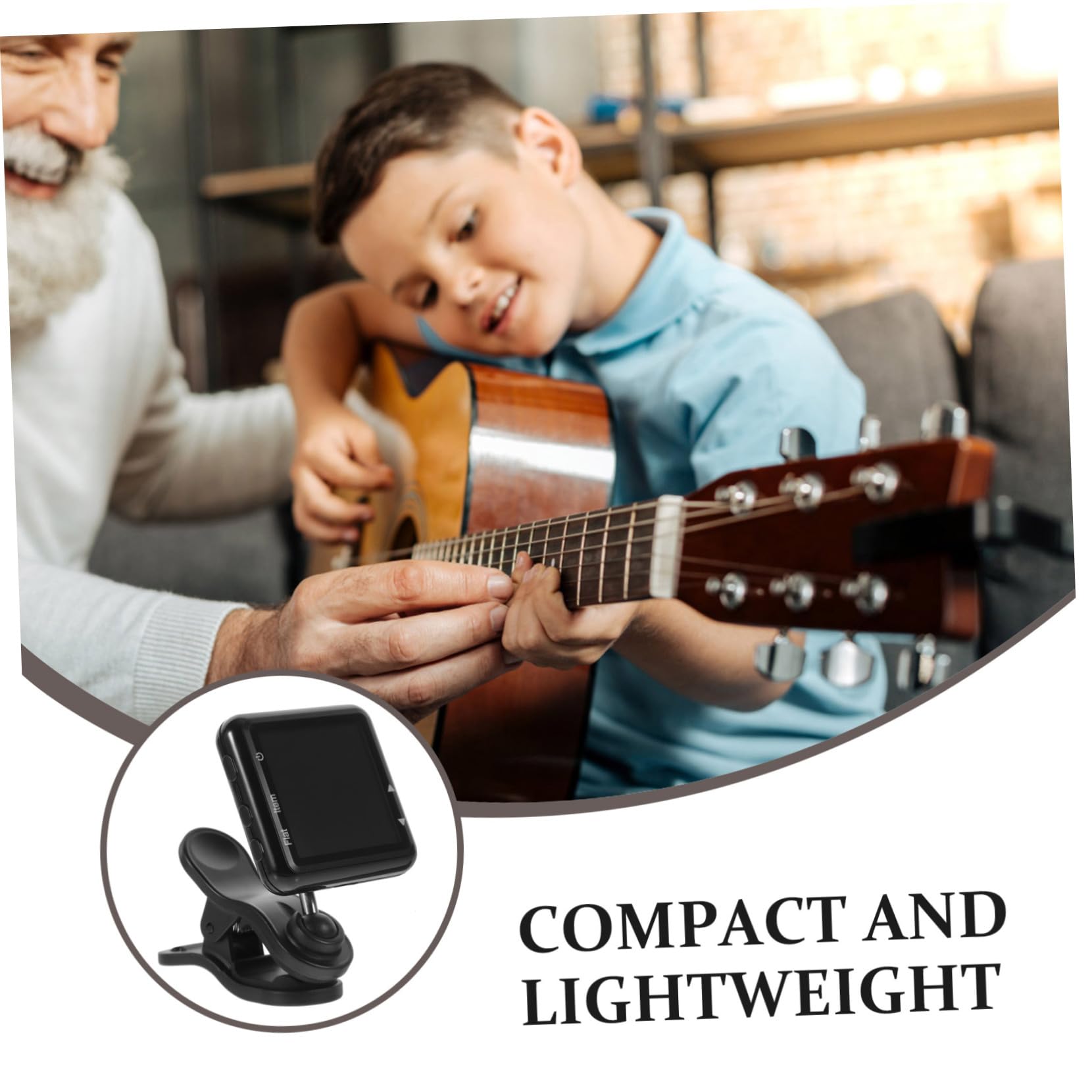 Afinador de Guitarra Recargable Clip, Tecnología Avanzada Negra | Ligero, Sonido Claro y Estable, Carcasa Abs, para Guitarra Clásica, Acústica, Eléctrica y Ukelele