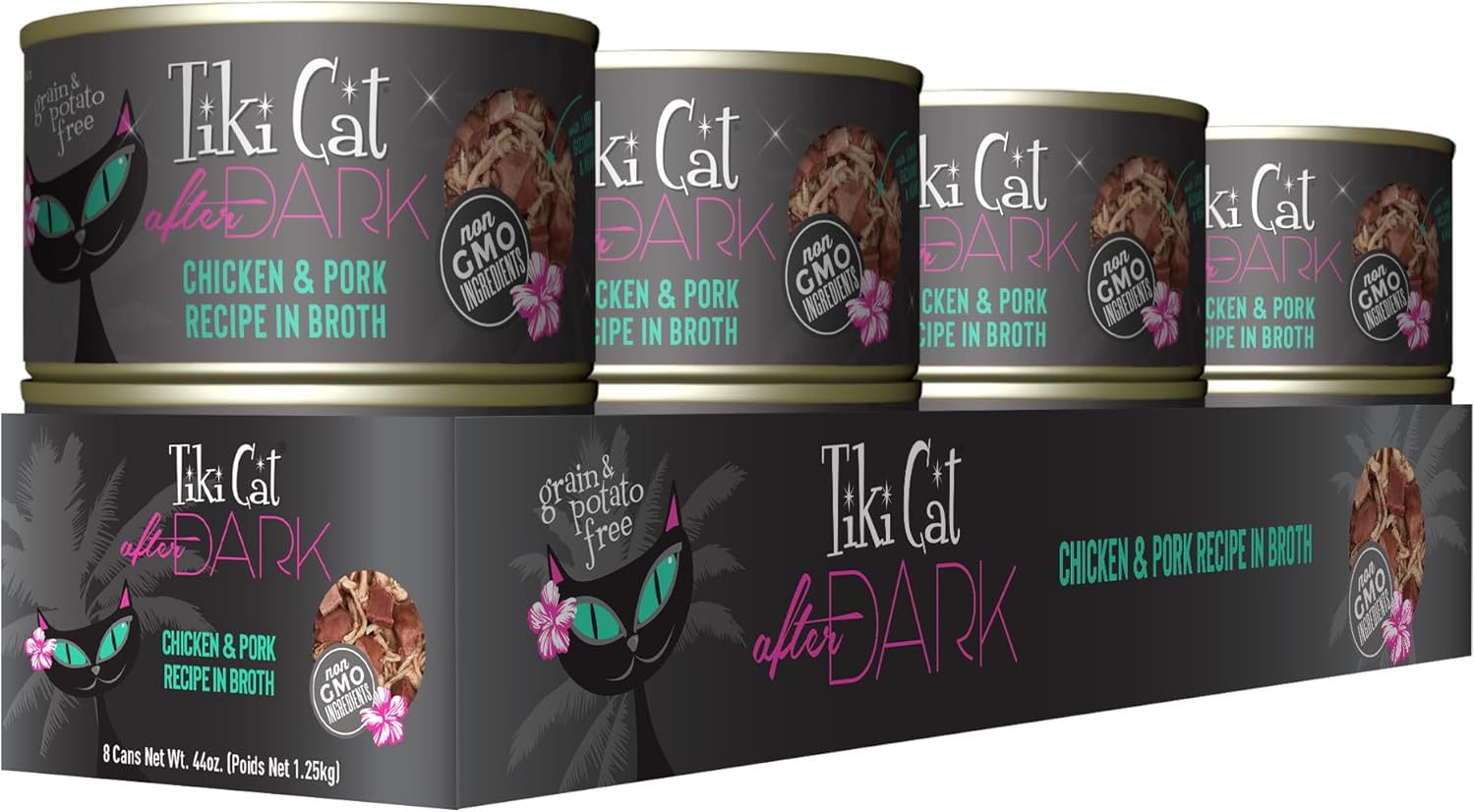 Tiki Cat After Dark, Chicken & Pork, High-Protein and 100% Non-GMO Ingredients, Wet Cat Food for Adult Cats, 5.5 oz. Can (8 Count)
