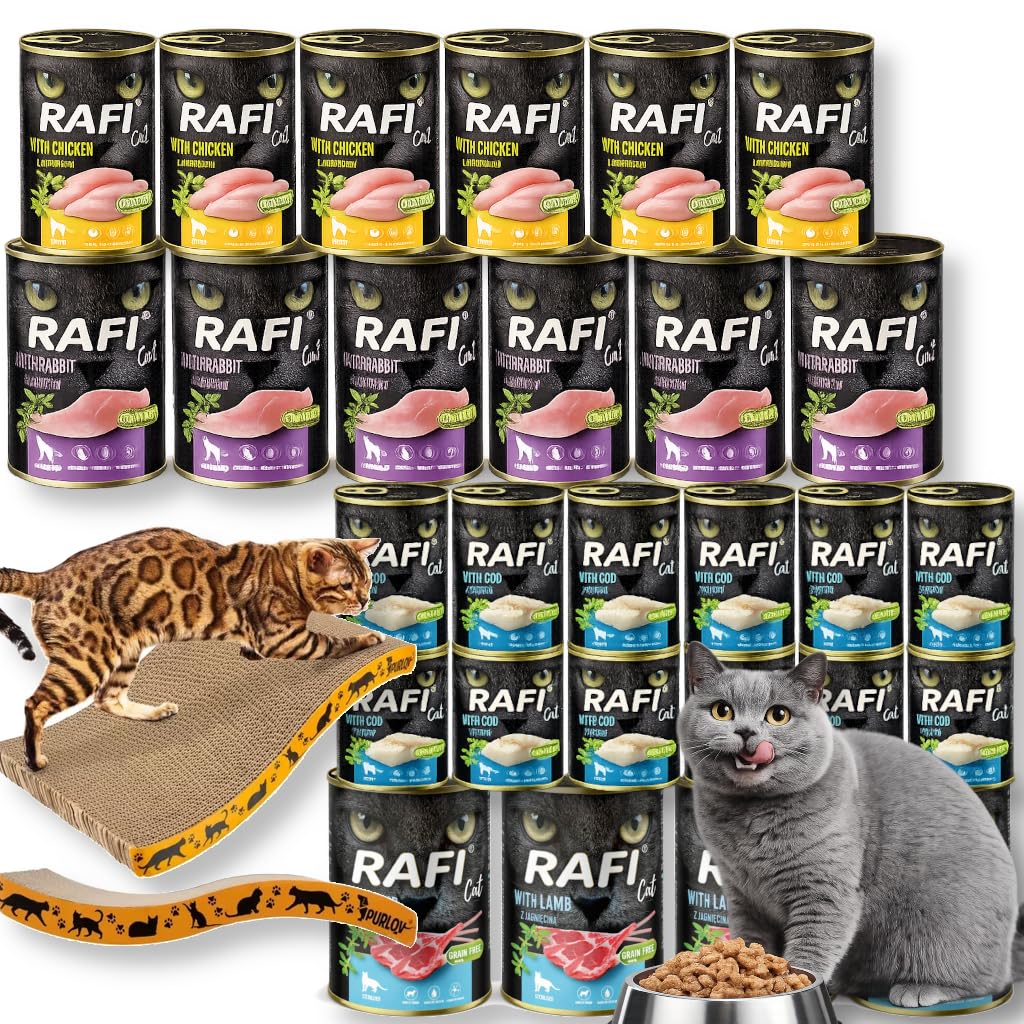 ZESTAW MIX SMAKÓW MOKRA KARMA DLA KOTÓW Rafi Cat Adult 400G x 27 + Drapak Fala GRATIS!