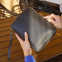 Vista 2 de Polare Full Grain Leather Travel Cable Organizer Case Electronics Accessories Carry Bag with YKK Zippers Tech Storage Bag for Cables, Power Bank