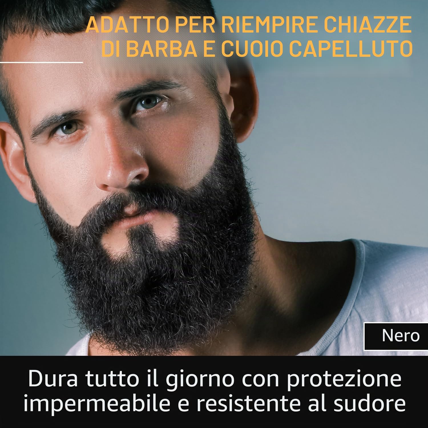 FOLLICLE BOOSTER Kit di riempimento per barba da uomo, nero, set completo per barba e cuoio capelluto con forcella brevettata a 4 punte e penna normale, impermeabile, a prova di sudore e tenuta tutto