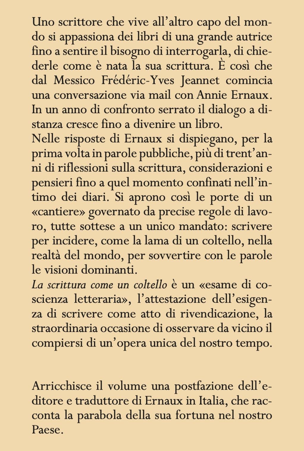 La scrittura come un coltello