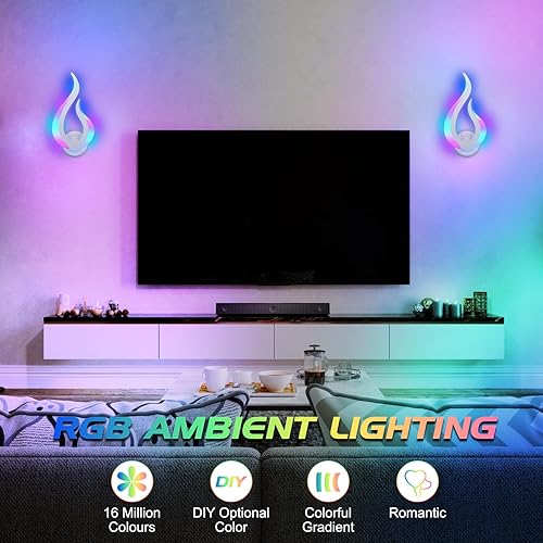 Miniatura 5 de Holulo Aplique de pared LED RGB para interiores, luz de pared moderna con control remoto, lámpara de pared con control remoto, control de