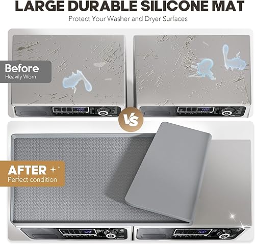 Miniatura 4 de Encimera de lavadora y secadora, 54 x 27.5 pulgadas, fundas grandes para lavadora y secadora para la parte superior, tapete protector superior de