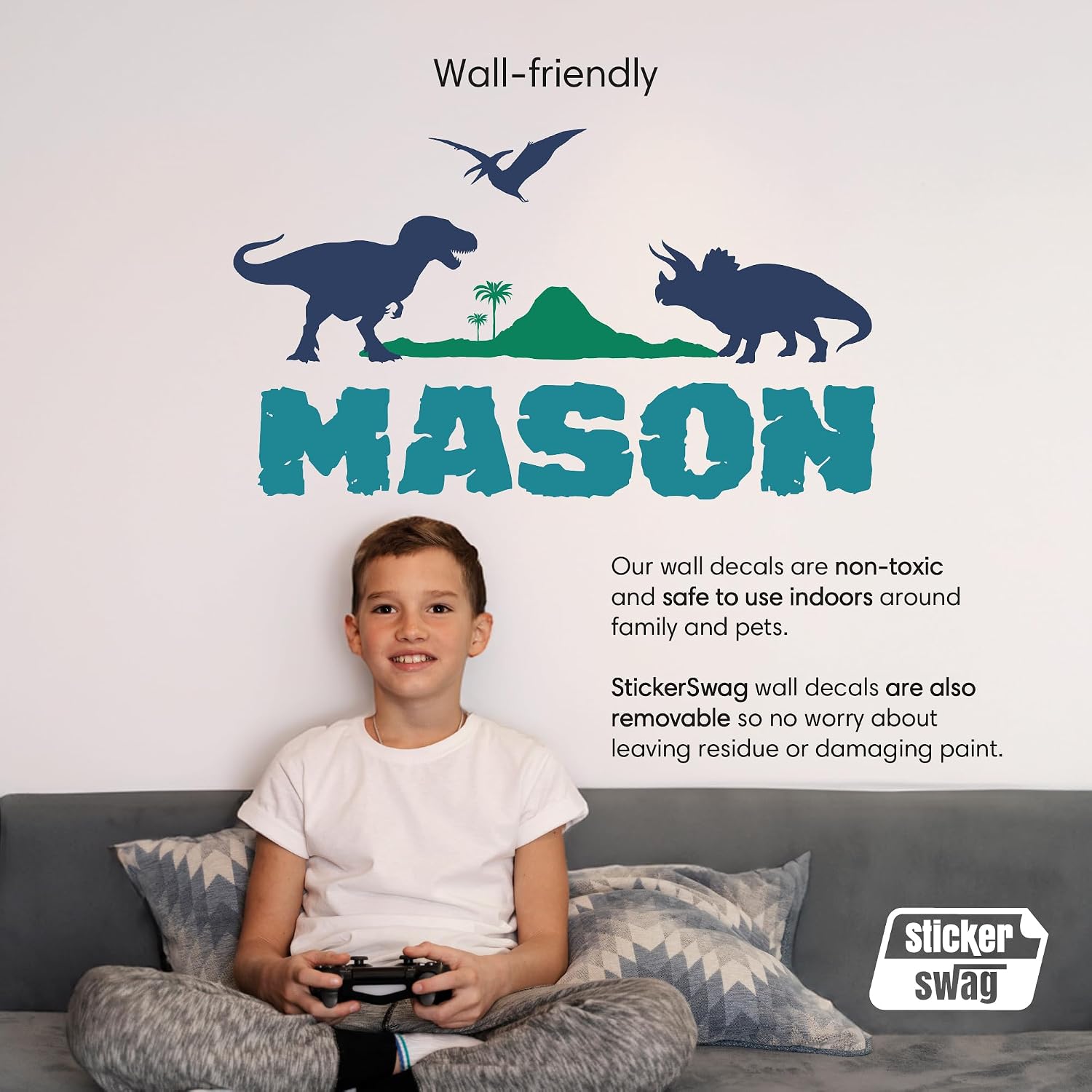 Custom Dinosaur Room Decals Removable Dinosaur Wall Stickers for Kids' Rooms | Vinyl Room Decor