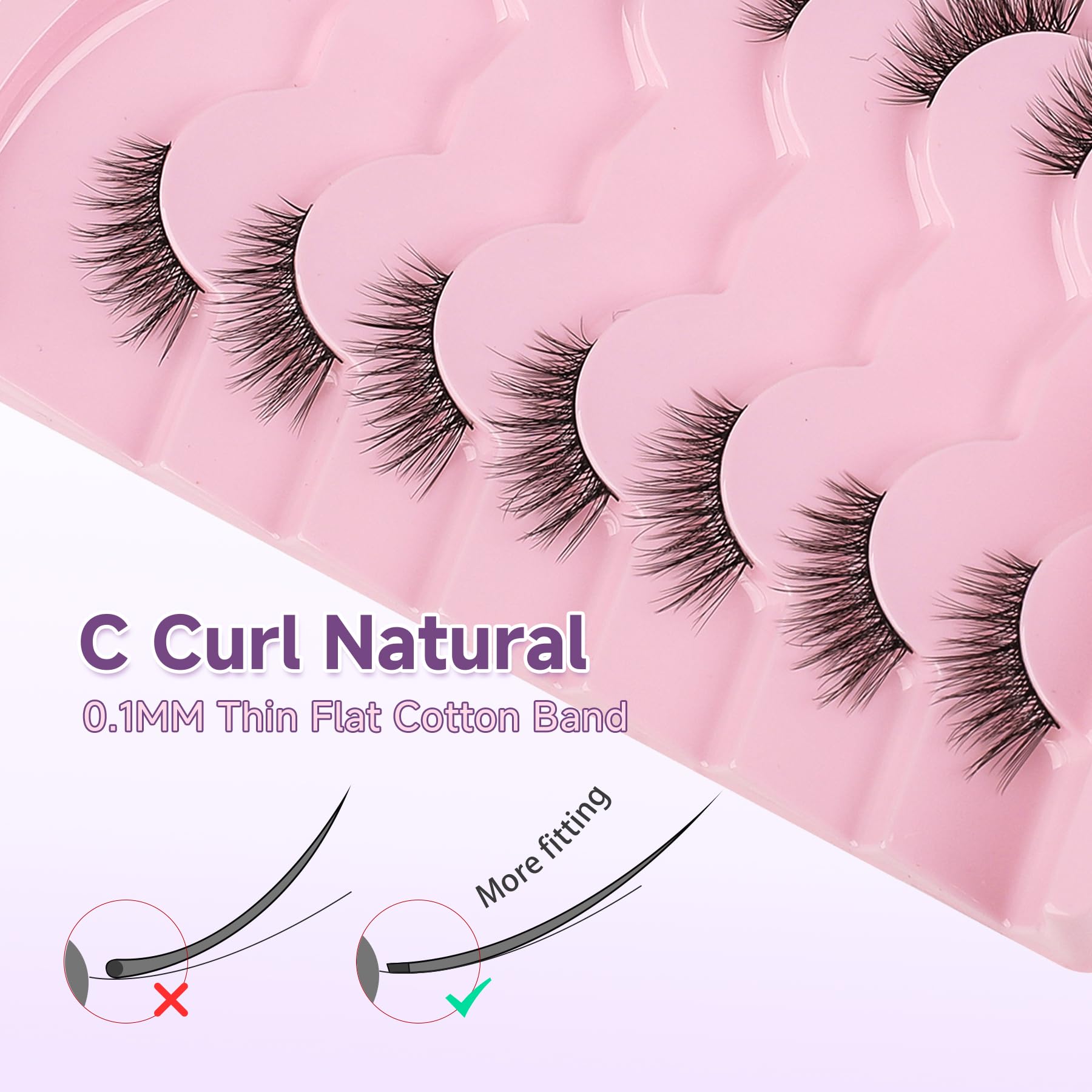 Pół rzęs, naturalny wygląd, półrzęsy, kocie oko, 14 mm, delikatne rzęsy z cienkim paskiem, objętość 3D, miękkie paski, naturalne rzęsy, sztuczne rzęsy, 7 par EVENTILL