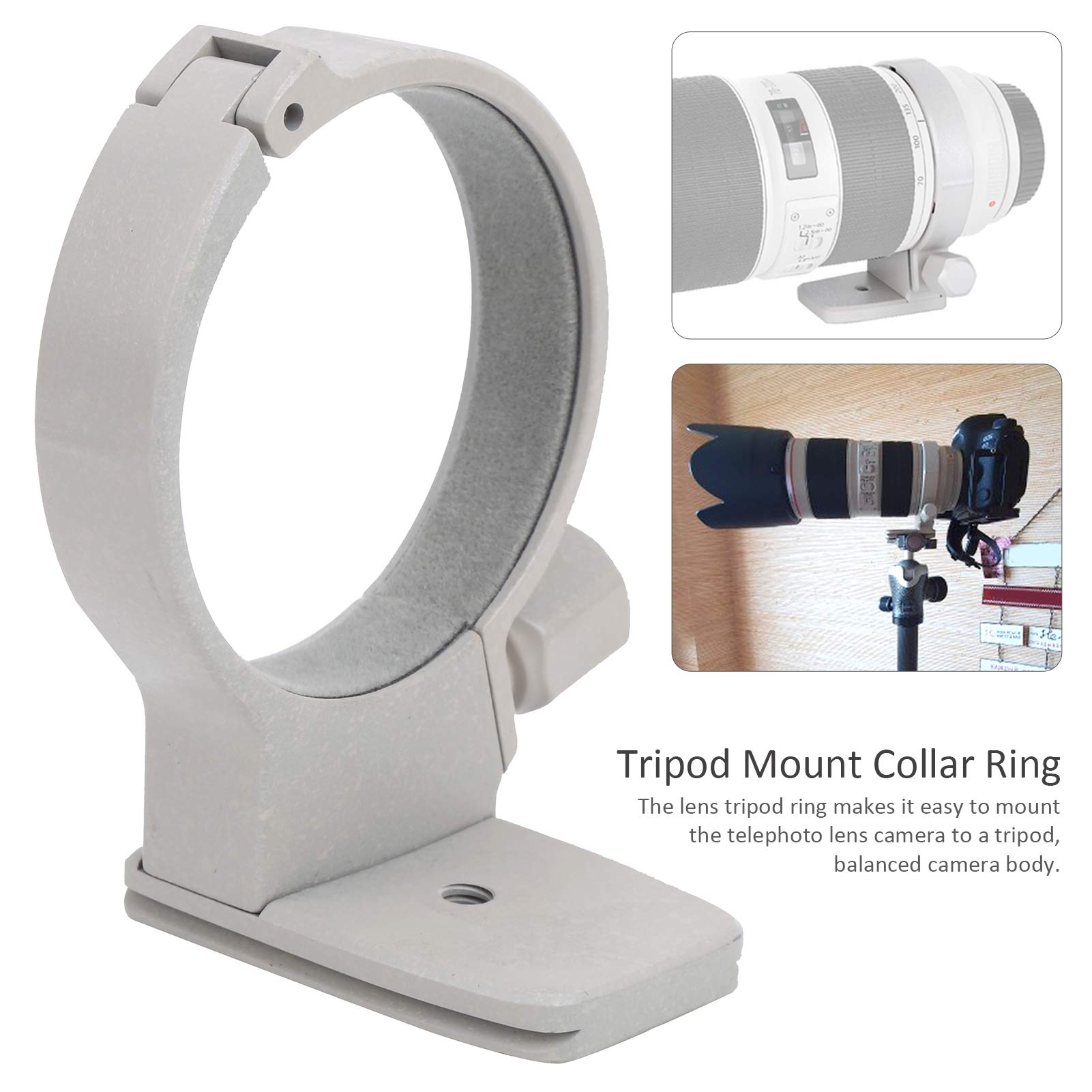 Tripod Mount Collar Ring, Metal Lens Tripod Mount Collar Ring Accessory Lens Collar Tripod Mount Ring for 70mm to 200mm F4 Camera Lens Gray