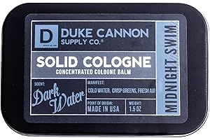Duke Cannon Men's Solid Cologne Midnight Swim - Travel-Friendly Tin, 1.5 oz