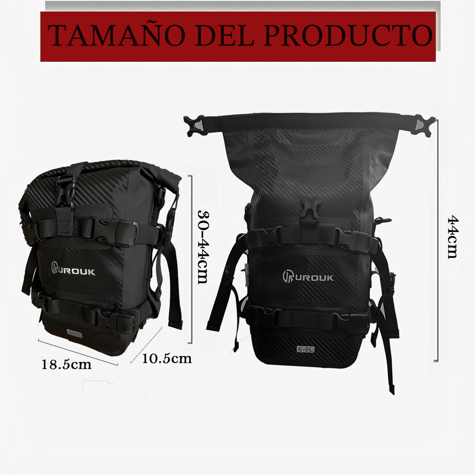 Bolsa Parachoques Moto 6L Bolsa Impermeable de Sillín para Defensas de Motocicleta - Ideal para Parachoques, Chasis y Montaje Trasero
