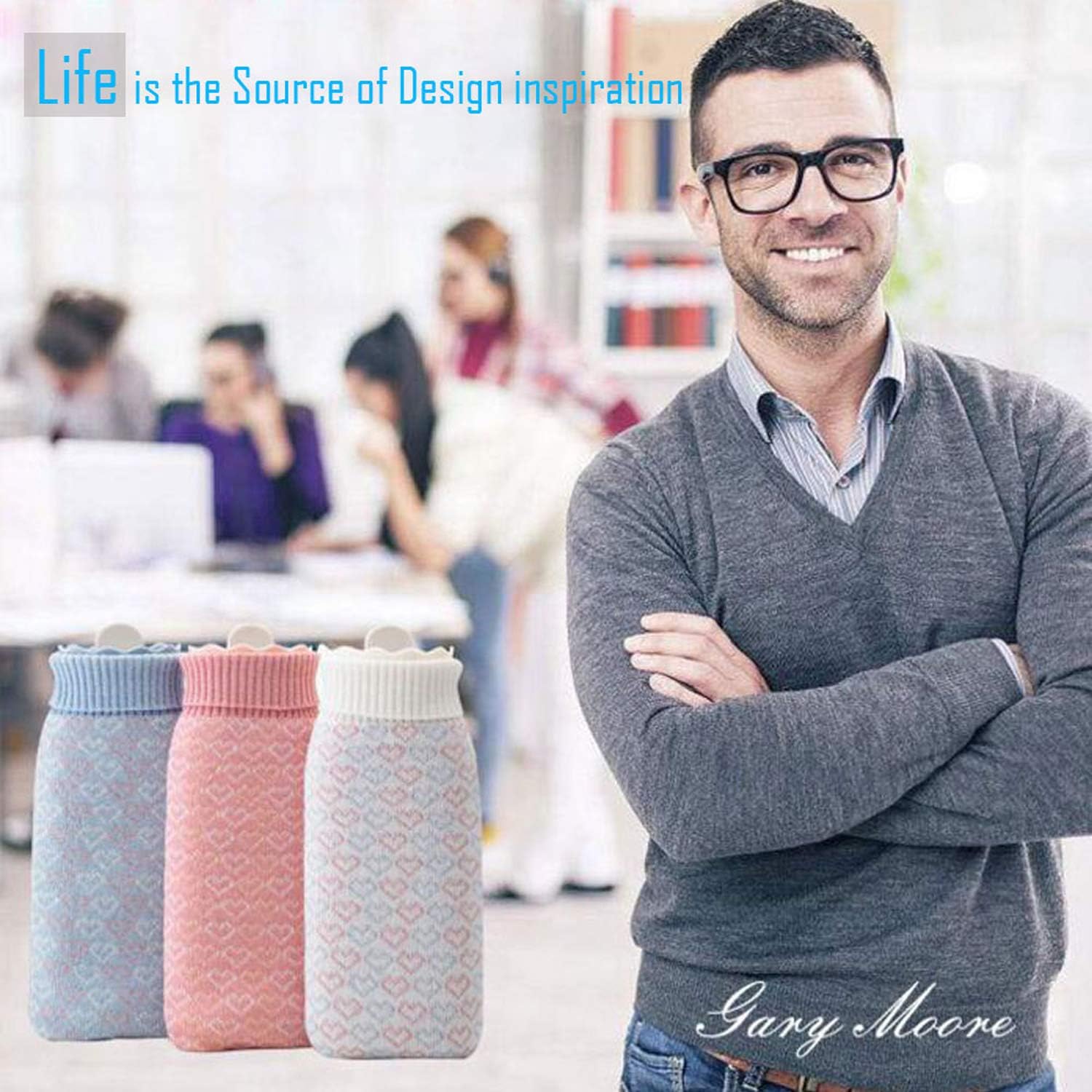 Microwave Heating Face Silicone Mini Hot Water Bottle Bag with Knit Cover, Hot & Cold Therapies - Gift for Birthday, Christmas, Valentine's Day, Gift Exchange Party (Long, White) : Health & Household