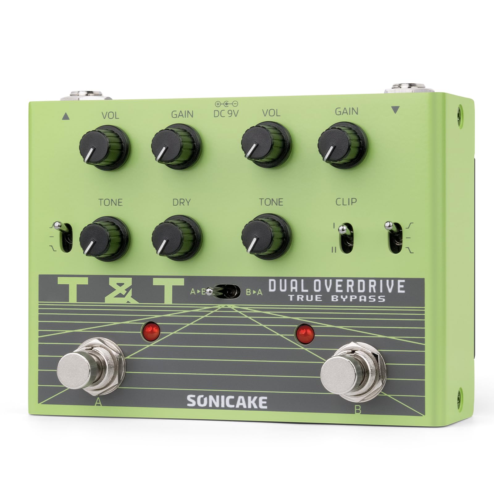 SONICAKE Overdrive Pedal para Guitarra Doble Canal Analógico 20+ Combinaciones de Tonos 3 Modos EQ True Bypass QDS-07