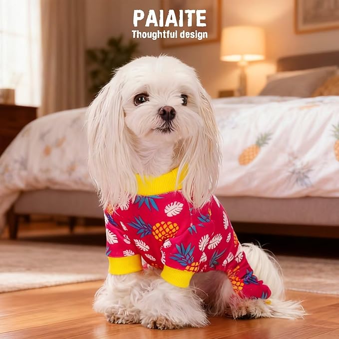 Pijama Algodón Estirable 4 Patas Perro Estampado Piña Ligero Cómodo XS miniatura 7