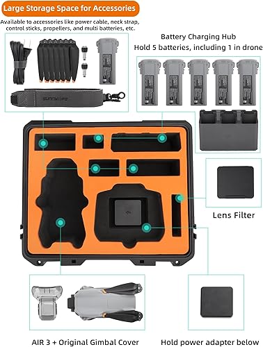 Miniatura 4 de Funda rígida impermeable para DJI AIR 3, funda de transporte rígida para Air 3 DroneFly More Combo, accesorios RC 2RC-N2, resistente y resistente al