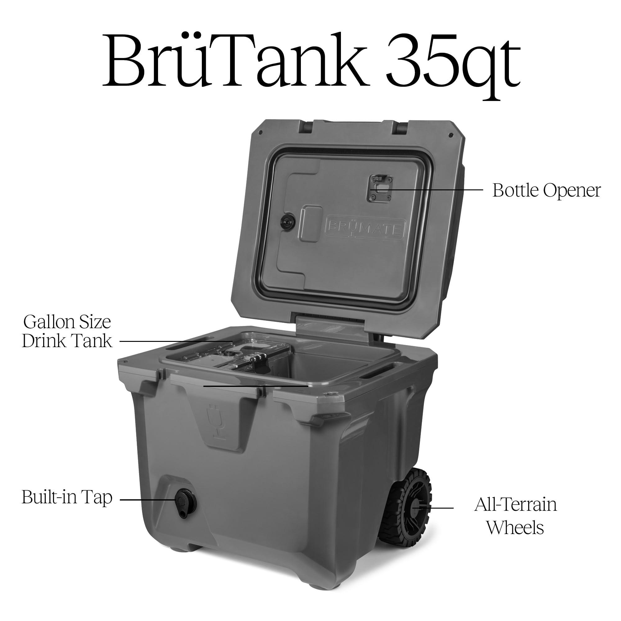 BrüMate BrüTank 35qt Wheeled Hard Cooler with Built-in Drink Dispenser Tank and Tap | Perfect for Beach, Tailgating, Drinks, Camping, Sports Games, Parties and More (Lilac Dusk)