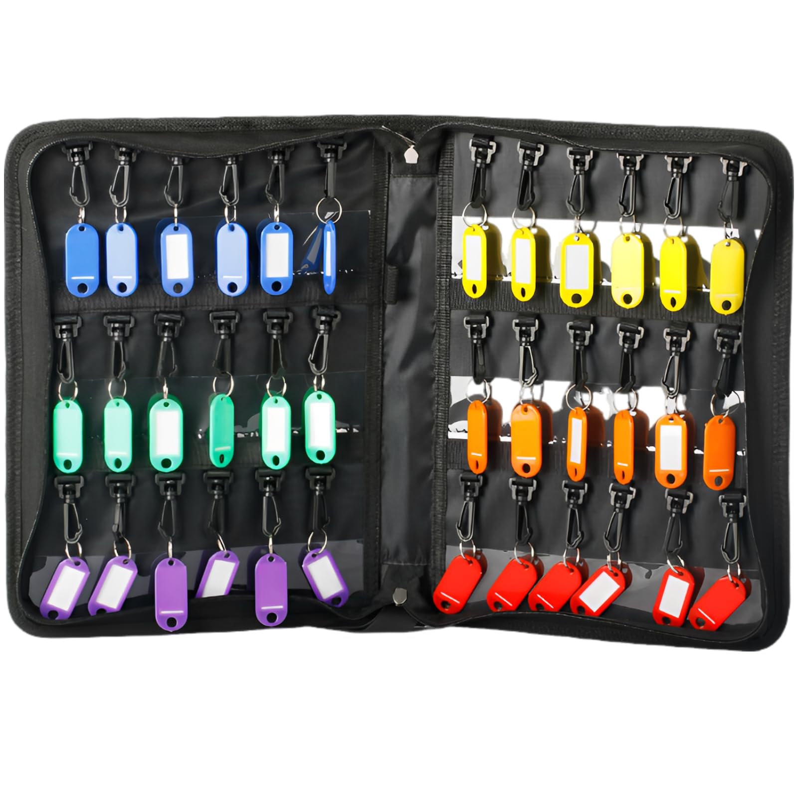 Organizer na klucze, czarny, ognioodporny, wodoodporny futerał na klucze z 36 kluczami, przenośny uchwyt na klucze z paskiem na smycz, 34 x 25 x 6 cm, powlekany silikonem z włókna szklanego