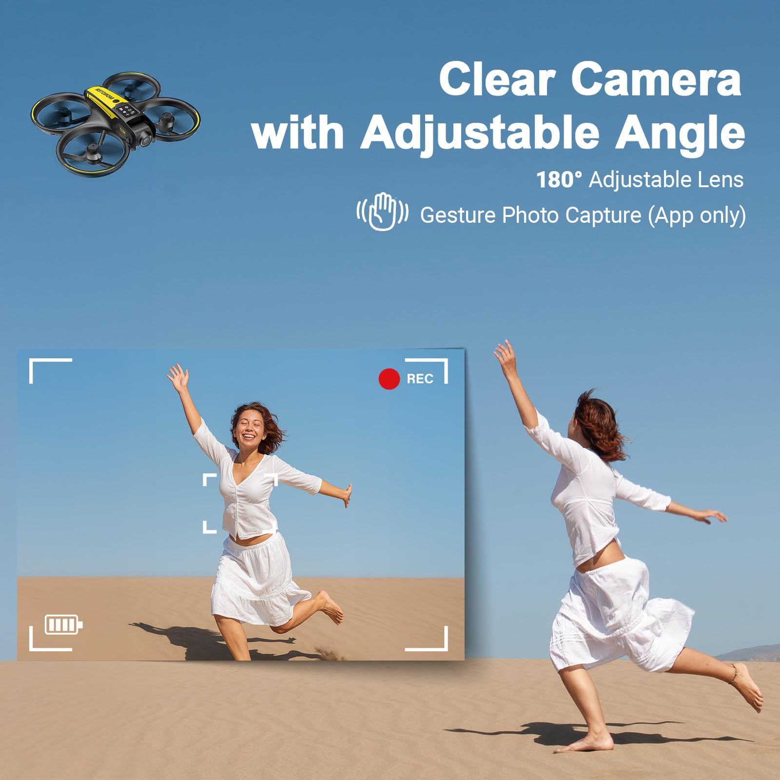 Drone per bambini con telecamera e telecomando con schermo da 4.5" – Drone RC per principianti con motore brushless, volo stazionario con flusso ottico, decollo con un tasto, video FPV, 2