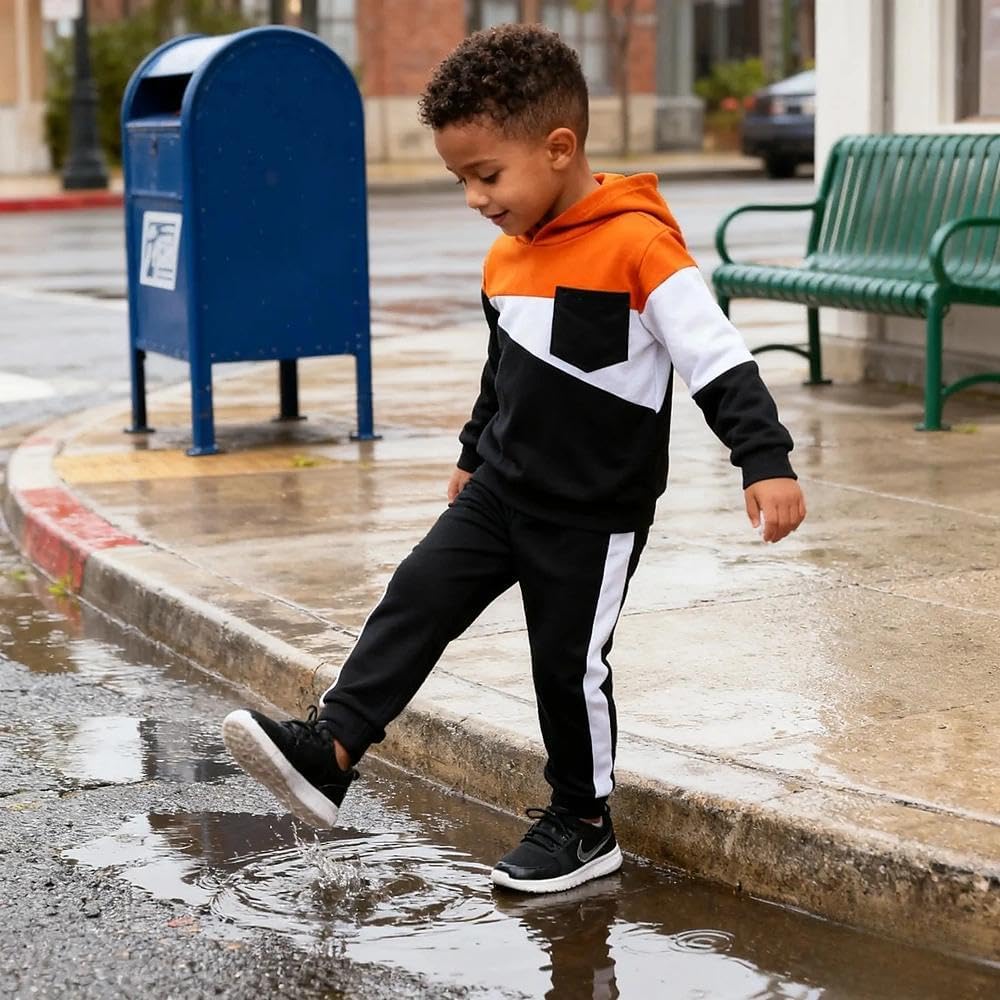 2-6T Toddler Baby Boy Clothes Color Blocking Hoodies + Pants Fall Winter Outfits - Image 3