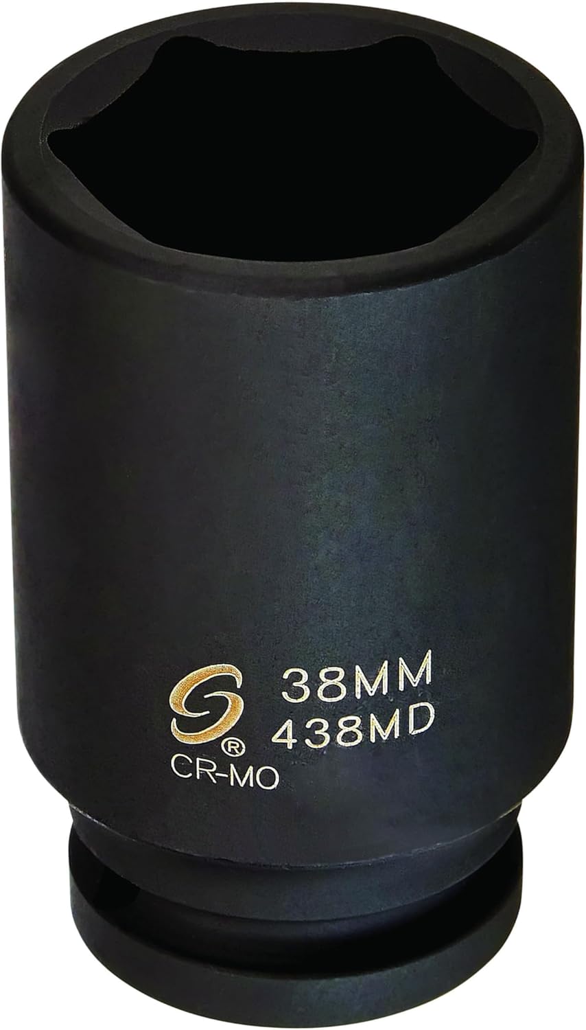 SUNEX Tools 3/4 in. Drive 38mm 6-Point Deep Impact Socket, CR-MO Steel, Model 438MD