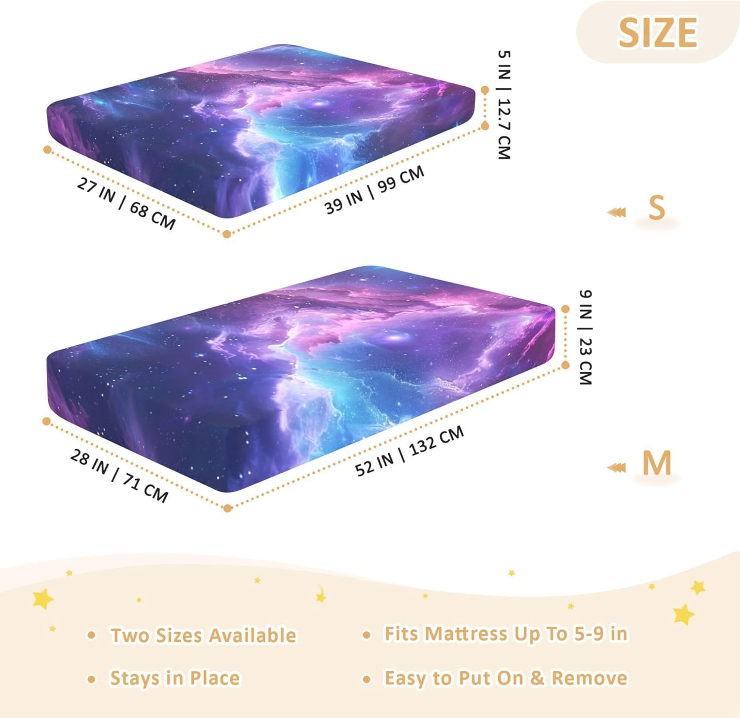 Outer Space Galaxy Crib Sheets Soft Breathable Fitted Cotton Baby Crib Sheets Mattress Cover for Girl Boy, 52" x 28" x 9"