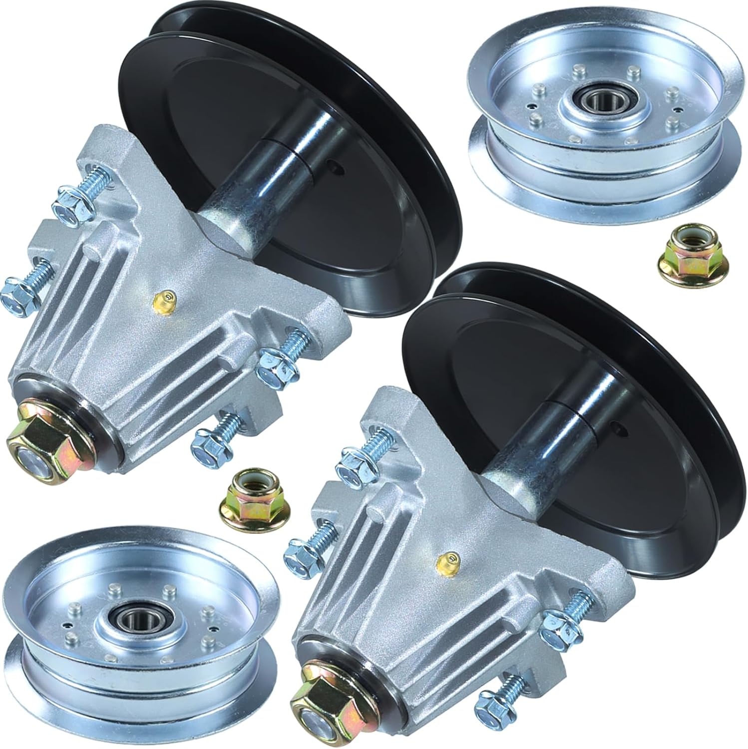 2 Pack 918-06991 Spindle Assembly with 756-05034A Idler Pulley Replaces Spindle Assembly 918-06991 Deck Spindle 42 Mowing Deck 618-06991 Spindle for Huskee LT4200 Craftsman T110 T1200 Decks