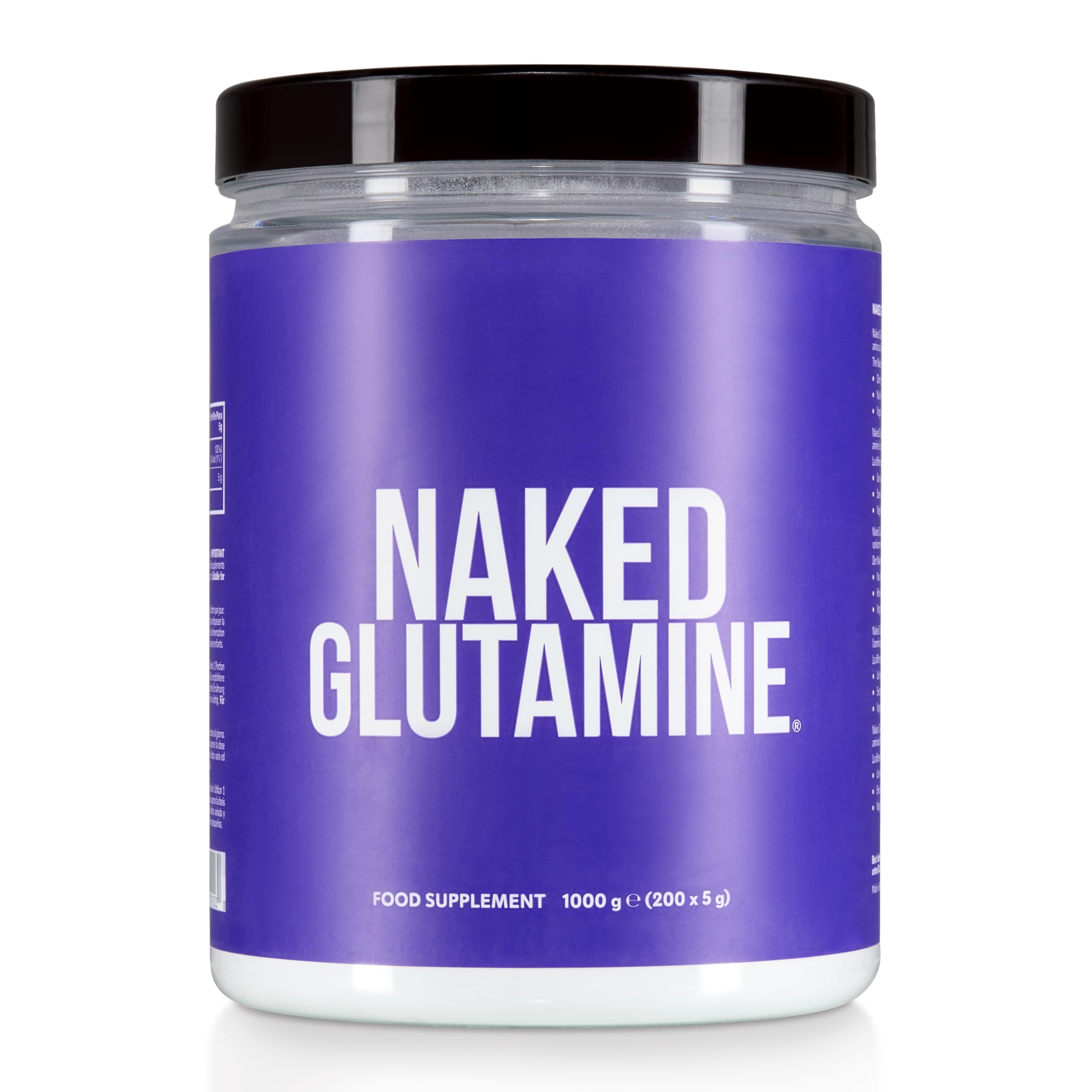 NAKED L-Glutamine – 200 doses – 1000 g, vegan, sans OGM, sans gluten et sans soja. Limite la dégradation musculaire et améliore la synthèse des protéines. Sans additifs