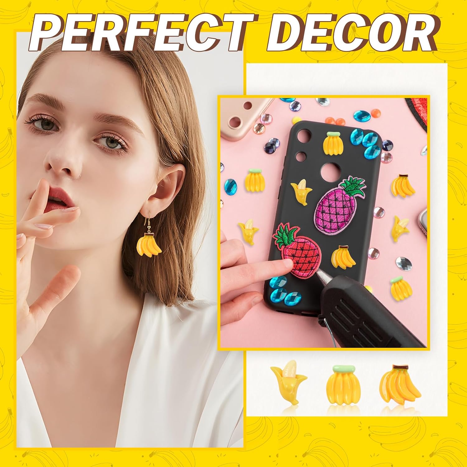 100pcs Artificial Bananas Tiny Bananas Miniature Banana for Home House Grocery Photography Party Decoration