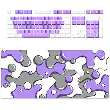 Kraken Keycaps + XXL Mouse Pad Bundle White & Purple Keycap Set and XXL Extending Gaming Mouse Pad