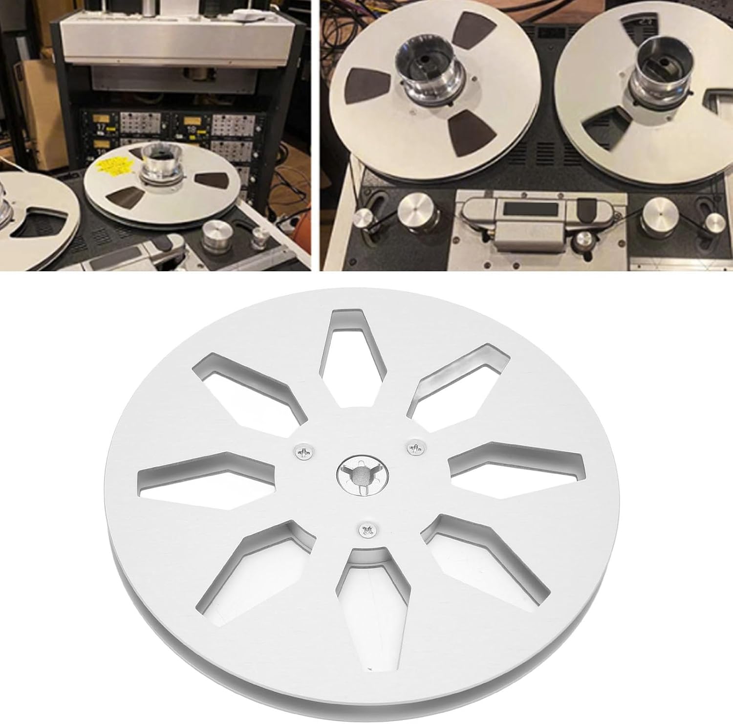 1/4 7 Inch Empty Tape Reel, 8 Hole Aluminum Alloy Open Reel Sound Tape Empty Reel for Pioneer, for AKAI, for TEAC, for Ampex and Other Reel to Reel Tapes.