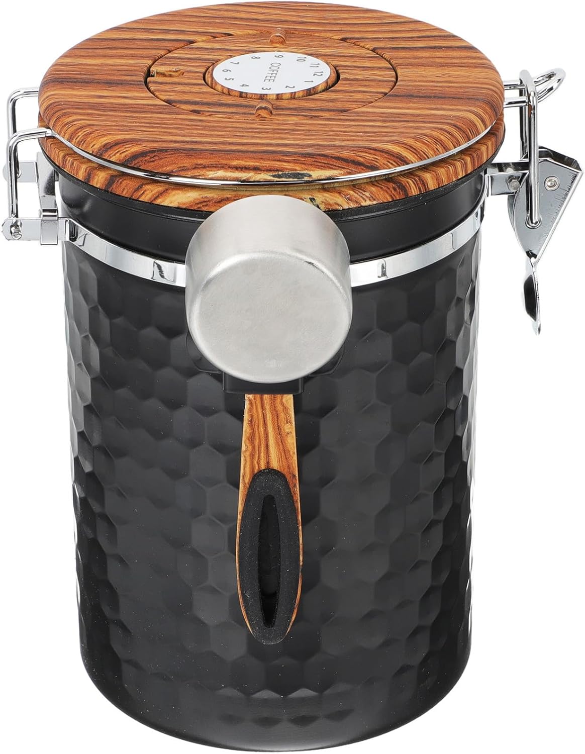 Airtight Coffee Bean Storage Container with Seal and Date Tracker Stainless Steel Canister for Ground Coffee Tea Nuts and Bulk Food Preservation Black