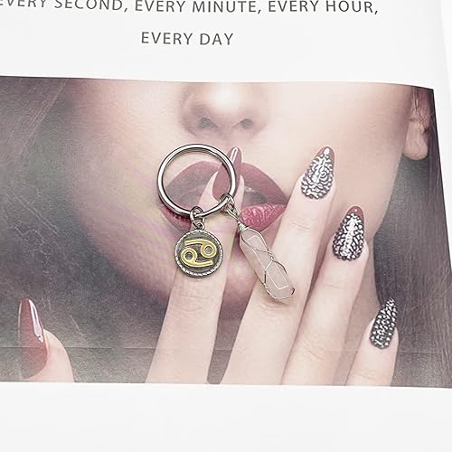 Vista 3 de JJTZX Dije hexagonal de cuarzo natural del zodiaco, cristal curativo, envoltura de alambre completo, regalo de horóscopo