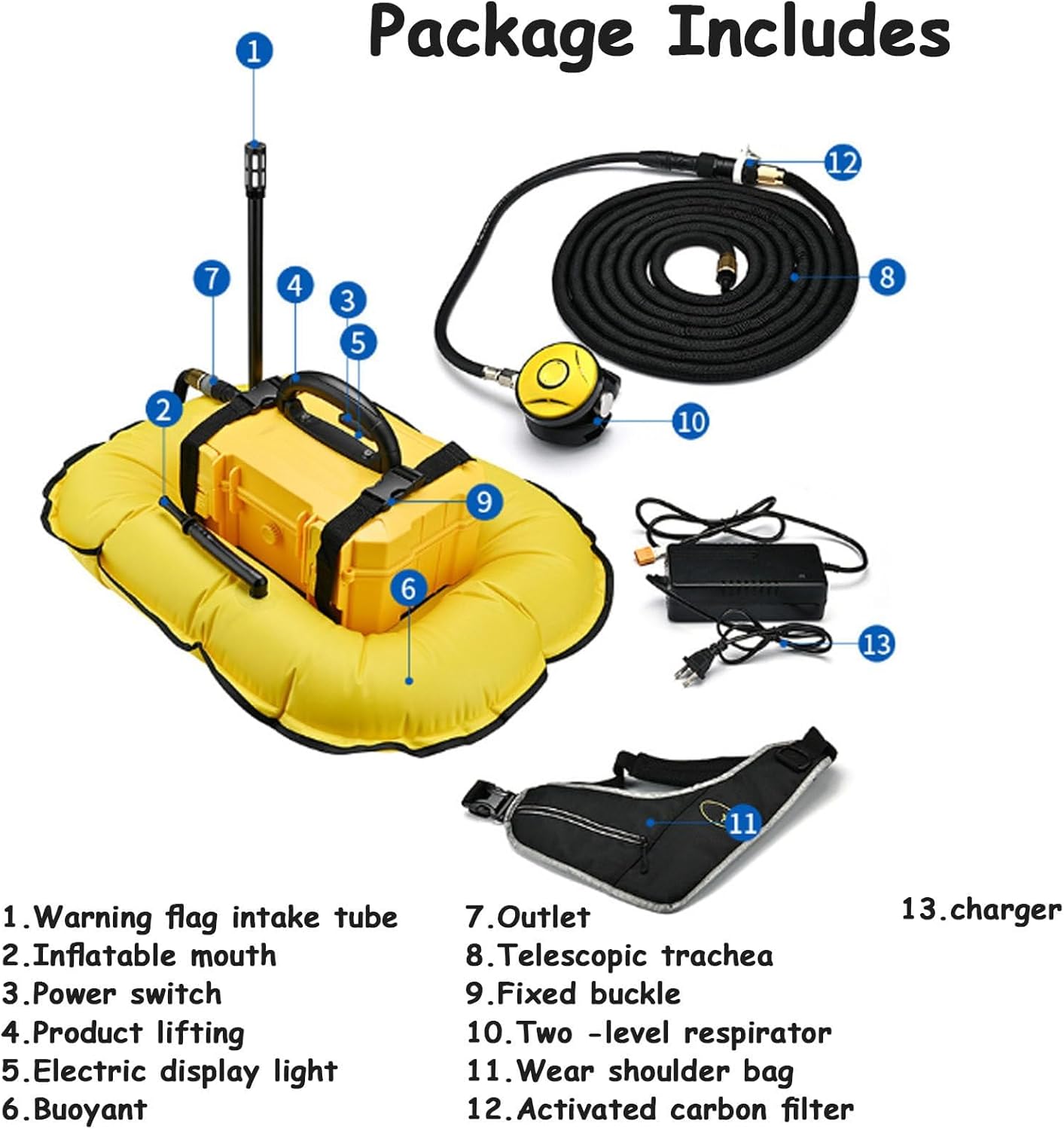 COYEUX Scuba Dive System, Portable Rechargeable Scuba Diving Tank, with 10m Hose & Diving Breathing Regulator Detachable Scuba Machine, for Recreational Diving