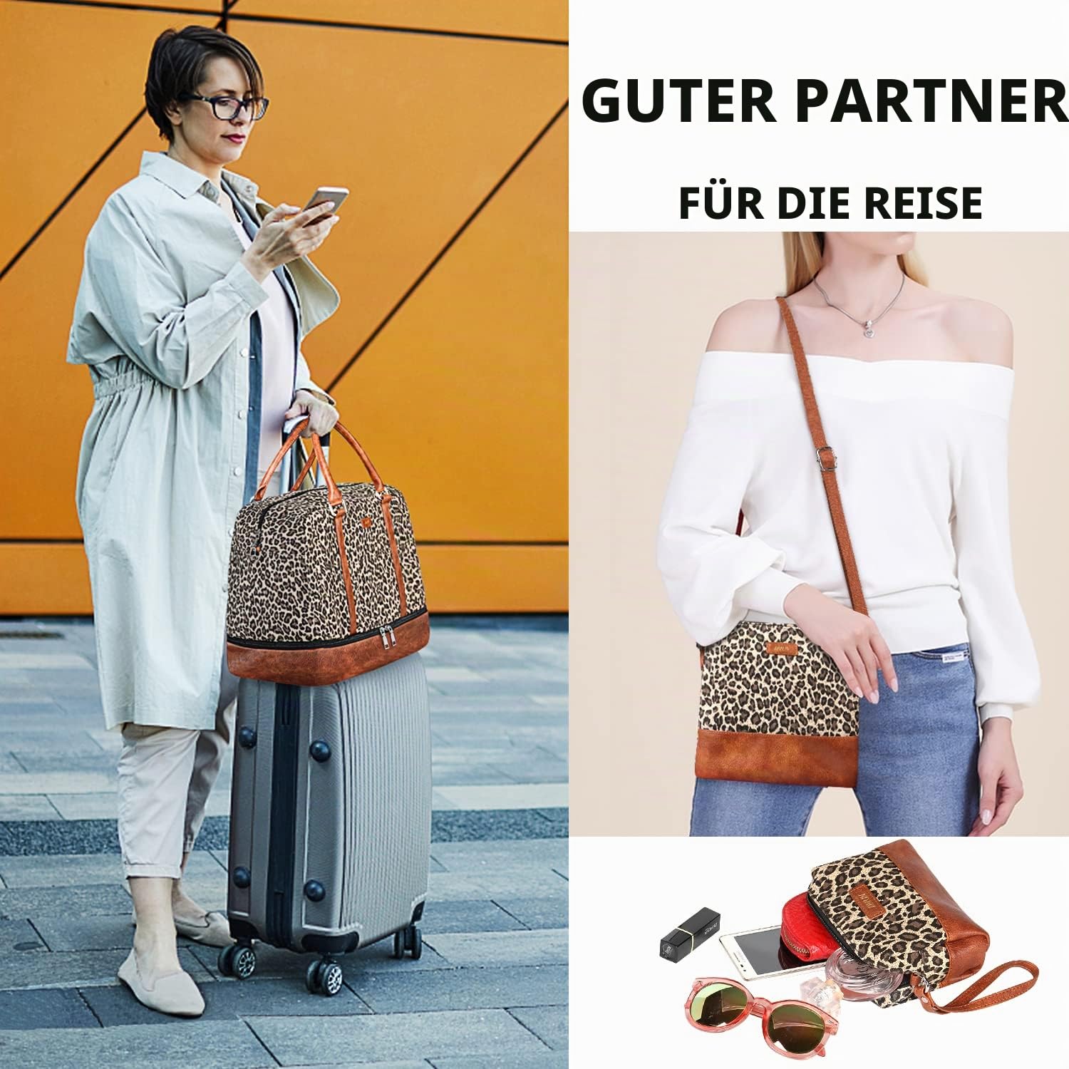 IBFUN Weekender-Taschen für Damen, 53,3 cm, Wochenend-Reisetasche, Reisetasche, Handgepäck, Übernachtungstasche, 3 Stück