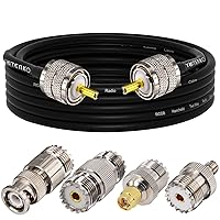 Vista 38 de Cable coaxial CB, cable coaxial RG58 de 25 pies, cable PL259 macho a macho + adaptador SO239 hembra a SMA/UHF/BNC, paquete de 4 unidades para antena