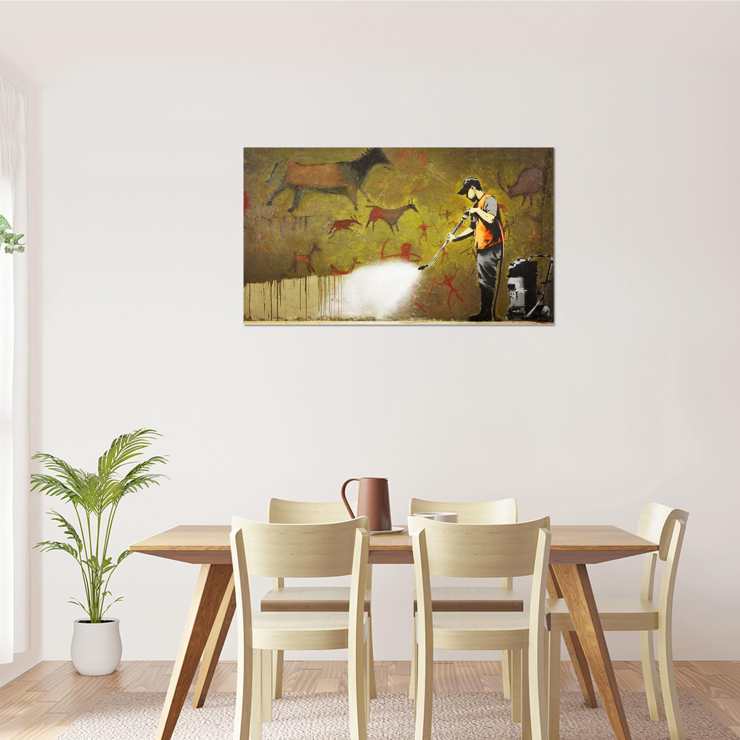 Giallobus - Quadro - Banksy - Idropulitrice Pittura Rupestre - Vetro acrilico - 100x60 - Pronto da appendere - Quadri moderni per la casa