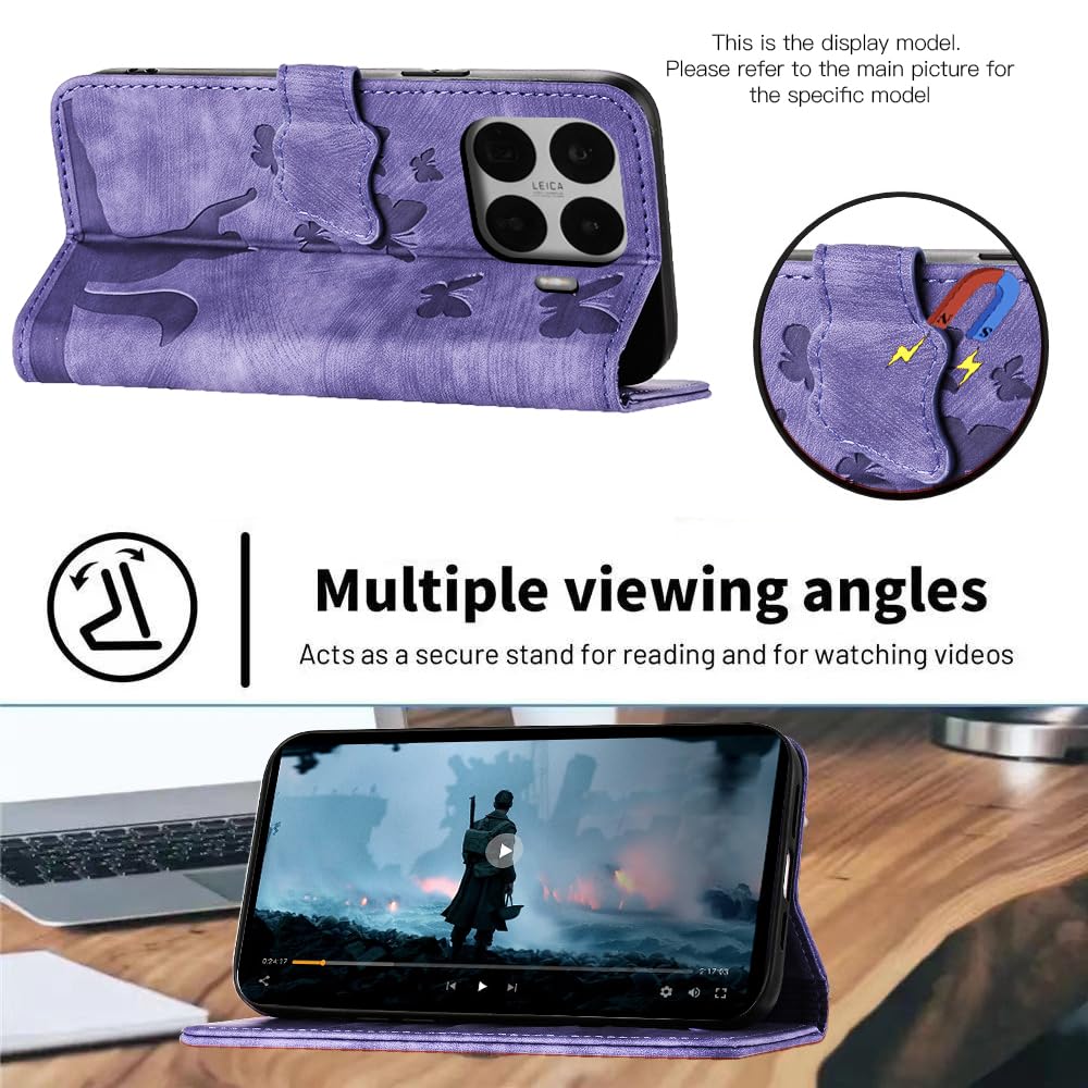 Handyhülle für Xiaomi 17T 6.59" PU Premium Leder hülle mit Kartenfächer Schutzhülle Klappbar Flip Case Standfunktion für Xiaomi 17T 6.59" Lila